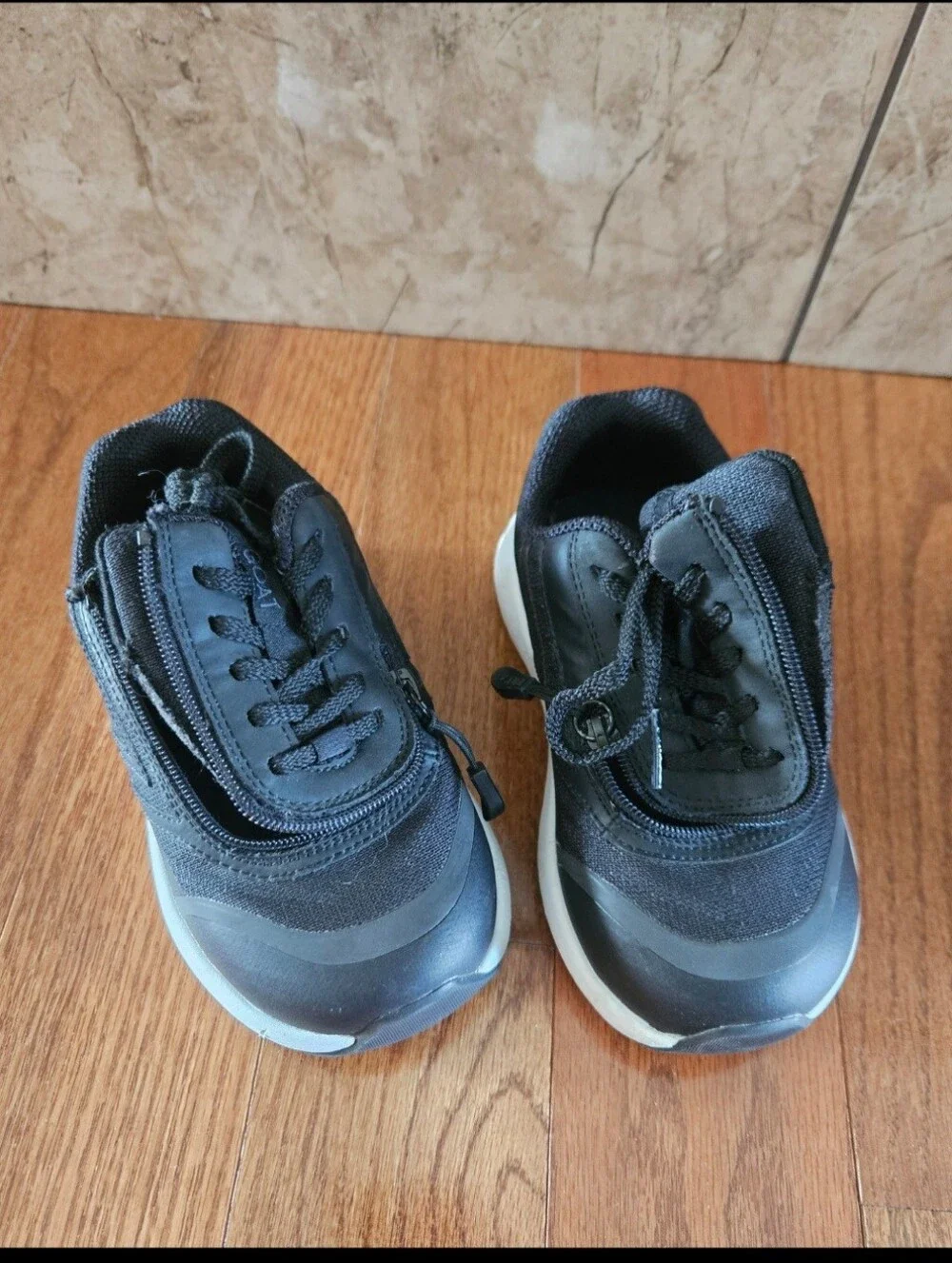 Kids Black Athletic Sneakers with White Sole